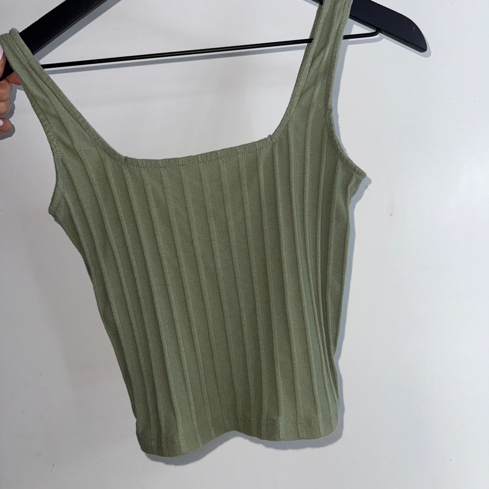 COTTON ON Olive Green Ribbed Tank Top